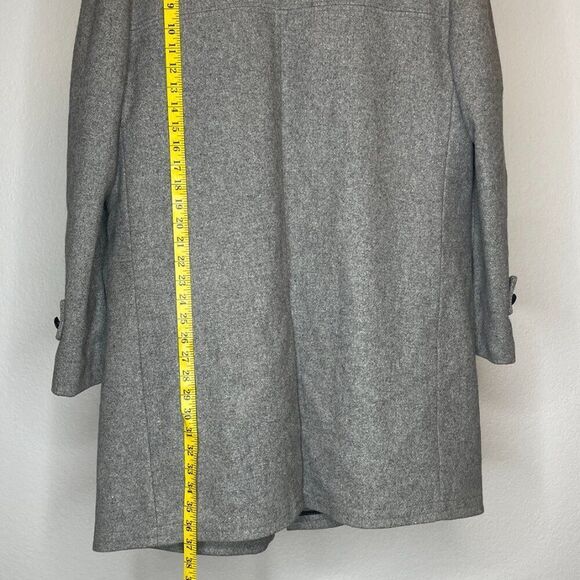Vagabond Gray Wool Blend Coat Faux Fur Collar Classic Winter Overcoat - Picture 2 of 5
